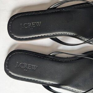 JCrew Classic Black Leather Flip Flop Thong Sandals